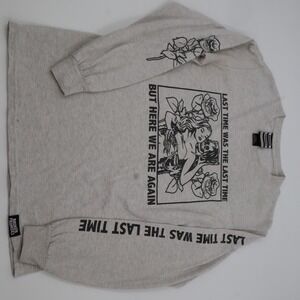 Broken Promises Long Sleeve T-Shirt Mens Small Grey Skeleton Rose Graphic Street